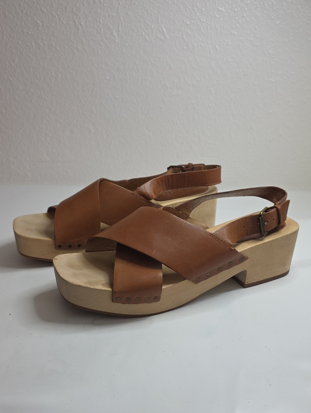 MADEWELL THE FARRAH SLINGBACK CLOGS VACHETTA GENUINE LEATHER LADIES 8.5 GUC